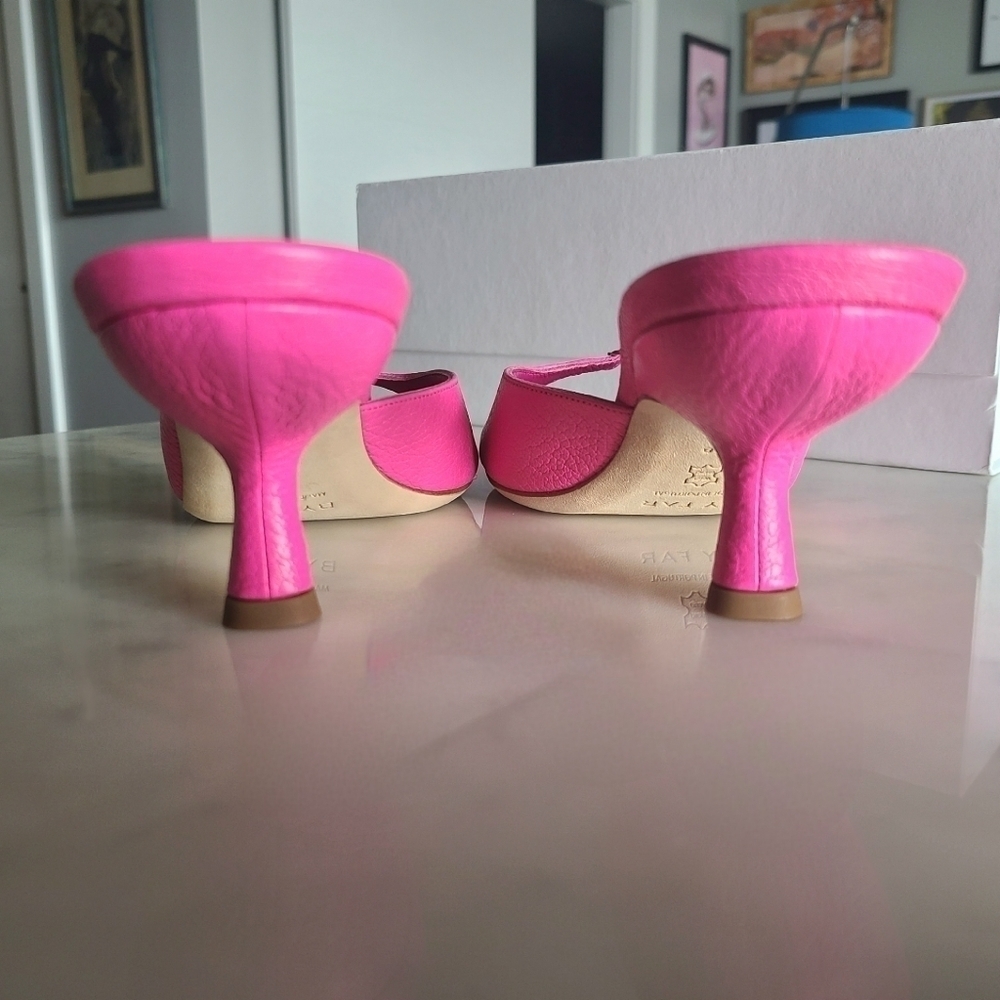 BY FAR Erin Grained Leather Mules, Size 8, Hot Pink, NIB - Picture 14 of 17